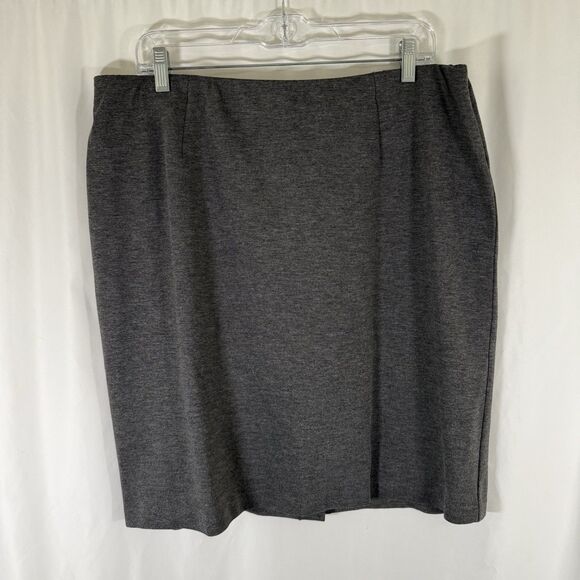 J Jill Knee Length Skirt Women's Large Grey Stretch Elastic Pull On Pockeless - Picture 1 of 7